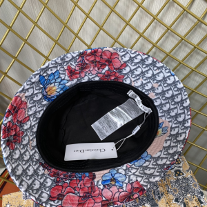 Replica Womens Hats Dior Gray Dior Obliue Flowers Bucket Hat A190PP180 AA186248