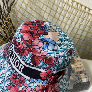 Replica Womens Hats Dior Green Dior Obliue Flowers Bucket Hat A190PP180 AA186245