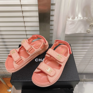 Replica Womens Shoes Chanel CC Dad Pink Knitwear Sandal 35 To 41 A151PP480 AA186149