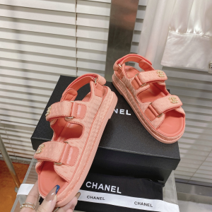 Replica Womens Shoes Chanel CC Dad Pink Knitwear Sandal 35 To 41 A151PP480 AA186149