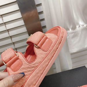 Replica Womens Shoes Chanel CC Dad Pink Knitwear Sandal 35 To 41 A151PP480 AA186149