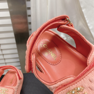 Replica Womens Shoes Chanel CC Dad Pink Knitwear Sandal 35 To 41 A151PP480 AA186149
