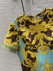 Replica Womens Clothing Fendi x Versace FF Logo Mini Dress Blue SML A40PP980 AA186275