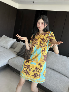 Replica Womens Clothing Fendi x Versace FF Logo Mini Dress Blue SML A40PP980 AA186275