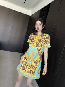 Replica Womens Clothing Fendi x Versace FF Logo Mini Dress Blue SML A40PP980 AA186275