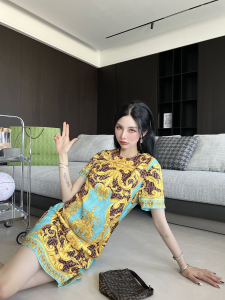 Replica Womens Clothing Fendi x Versace FF Logo Mini Dress Blue SML A40PP980 AA186275