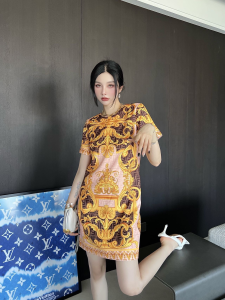 Replica Womens Clothing Fendi x Versace FF Logo Mini Dress Pink SML A40PP980 AA186276