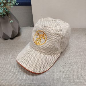 Hermes Paris Beige Canvas Baseball Cap Hat 