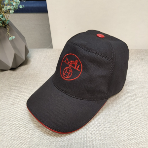 Hermes Paris Black Canvas Baseball Cap Hat 