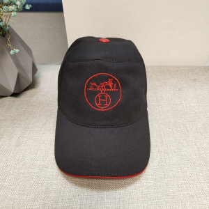 Replica Womens Hats Hermes Paris Black Canvas Baseball Cap Hat A190PP180 AA186422