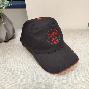 Replica Womens Hats Hermes Paris Black Canvas Baseball Cap Hat A190PP180 AA186422
