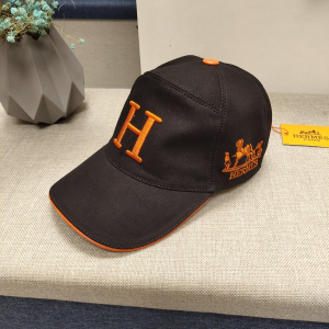 Hermes Paris Brown Canvas Baseball Cap Hat 