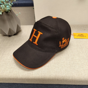 Replica Womens Hats Hermes Paris Brown Canvas Baseball Cap Hat A190PP180 AA186426