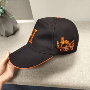 Replica Womens Hats Hermes Paris Brown Canvas Baseball Cap Hat A190PP180 AA186426