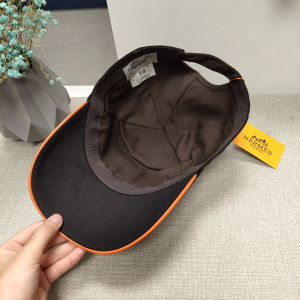 Replica Womens Hats Hermes Paris Brown Canvas Baseball Cap Hat A190PP180 AA186426