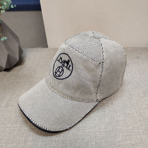 Hermes Paris Gray Canvas Baseball Cap Hat 
