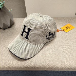 Hermes Paris Gray Canvas Baseball Cap Hat 