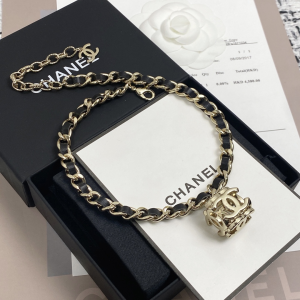 Replica Womens Jewelry Chanel Chain and Leather Pendant Necklace A152PP180 AA186376