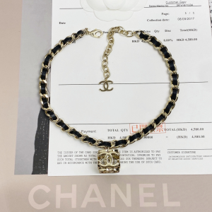 Replica Womens Jewelry Chanel Chain and Leather Pendant Necklace A152PP180 AA186376