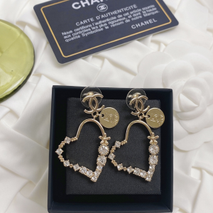 Replica Womens Jewelry Chanel Gold CC Crystals Heart Earrings A152PP180 AA186375