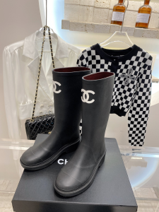 Chanel CC Wellington Rain Boot Black 