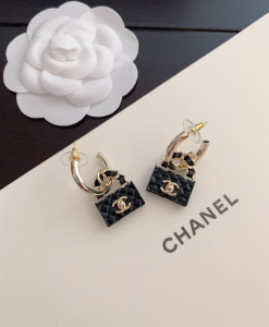 Replica Womens Jewelry Chanel Black Icon Flap Bag Earrings A152PP180 AA186790