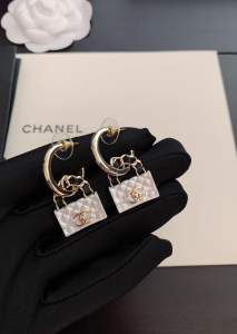 Chanel White Icon Flap Bag Earrings 