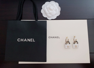 Replica Womens Jewelry Chanel White Icon Flap Bag Earrings A152PP180 AA186791