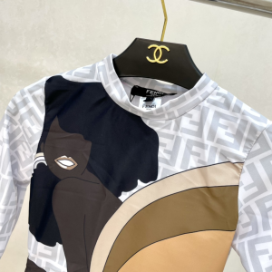 Replica Free Gift Fendi FF Logo Body Tulle Swimsuit Bikini Gray SML A123PP110 AA186906