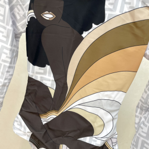 Replica Free Gift Fendi FF Logo Body Tulle Swimsuit Bikini Gray SML A123PP110 AA186906