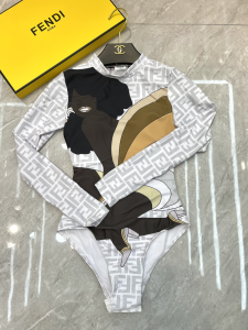 Replica Free Gift Fendi FF Logo Body Tulle Swimsuit Bikini Gray SML A123PP110 AA186906