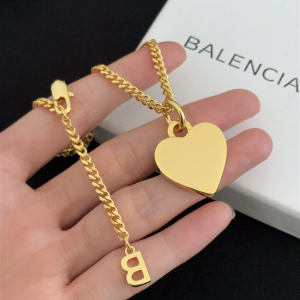 Balenciaga Gold Heart Locket Pendant Necklace 