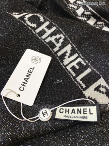 Replica Womens Scarf Chanel Black Cashmere Silk Scarf 110x200CM A151PP280 AA186918