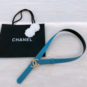 Replica Womens Belts Chanel CC Logo Blue Leather Belt 30MM A175PP240 AA187097