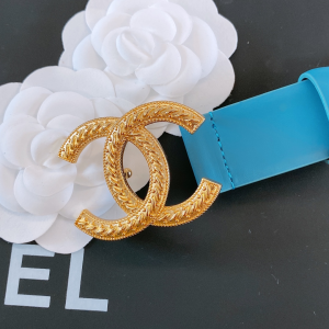 Replica Womens Belts Chanel CC Logo Blue Leather Belt 30MM A175PP240 AA187097