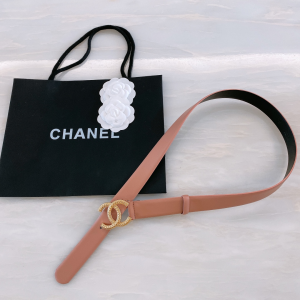 Replica Womens Belts Chanel CC Logo Pink Black Leather Belt 30MM A175PP240 AA187094