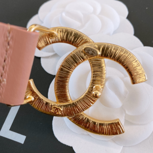 Replica Womens Belts Chanel CC Logo Pink Black Leather Belt 30MM A175PP240 AA187094