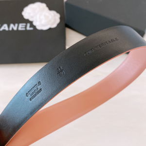 Replica Womens Belts Chanel CC Logo Pink Black Leather Belt 30MM A175PP240 AA187094