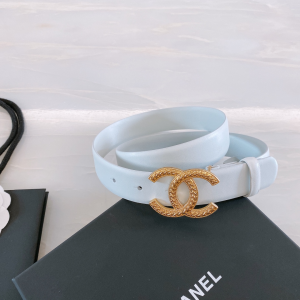 Replica Womens Belts Chanel CC Logo White Leather Belt 30MM A175PP240 AA187095