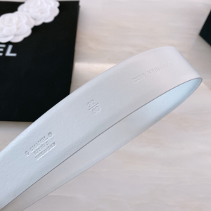 Replica Womens Belts Chanel CC Logo White Leather Belt 30MM A175PP240 AA187095