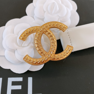 Replica Womens Belts Chanel CC Logo White Leather Belt 30MM A175PP240 AA187095