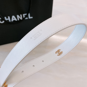 Replica Womens Belts Chanel CC Logo White Leather Belt 30MM A175PP240 AA187099