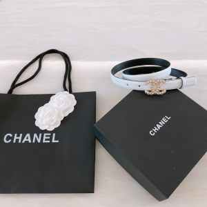 Replica Womens Belts Chanel Pearls CC Logo White Leather Belt 20MM A175PP240 AA187090