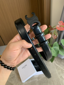 Celine Triomphe Black Calf Leather Belt 25MM 