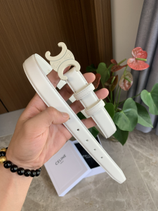 Celine Triomphe White Calf Leather Belt 25MM 