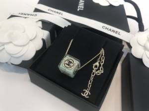 Chanel Dice Pendant Necklace Green 