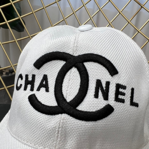 Replica Womens Hats Chanel CC Logo White Cotton Baseball Cap Hat A190PP180 AA187408