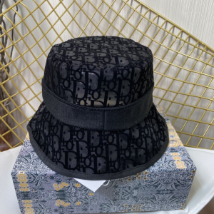 Replica Womens Hats Dior Oblique Black Cotton Faille Bucket Cap Hat A190PP180 AA187412