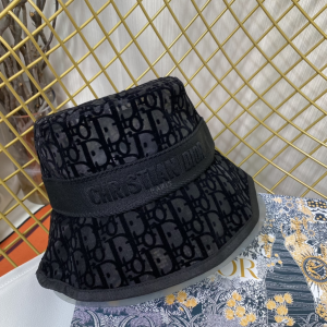 Replica Womens Hats Dior Oblique Black Cotton Faille Bucket Cap Hat A190PP180 AA187412