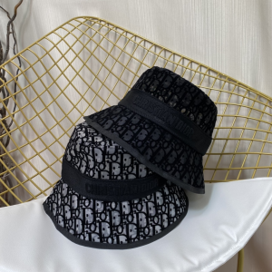 Replica Womens Hats Dior Oblique Black Cotton Faille Bucket Cap Hat A190PP180 AA187412